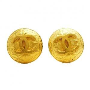 CHANEL Gold Logo Earrings